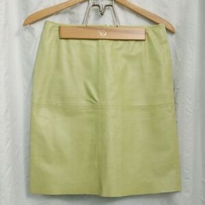 United Colors Of Benetton Light Green Leather Mini Skirt